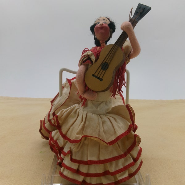 Small Klumpe/Roldan Spanish Flamenco Dancer Guitar Player Doll, Made in Spain