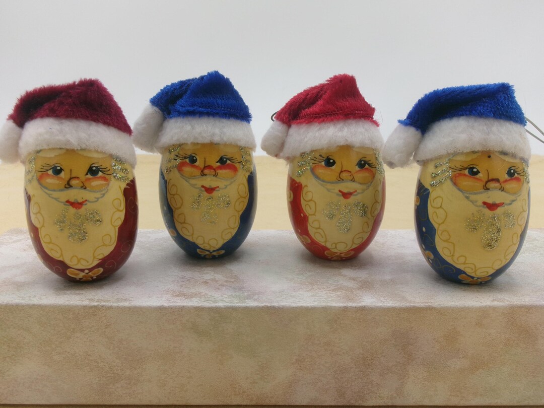 Set of 4 Hand painted ornaments / wood / twist and open/ Petrykivka / #11 main image 1
