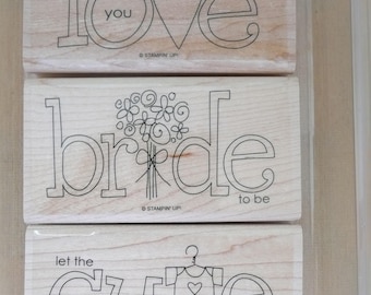 Stampin' Up, Love, Bride and New Baby Rubber Stamps, New in Box