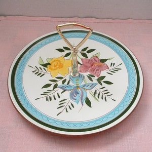 Stangl Pottery Country Garden Pastry Server Coffee Cake Dish Tidbit Tray Tea Sandwich Platter Cookie Plate image 2