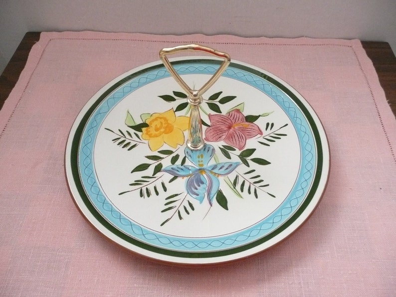 Stangl Pottery Country Garden Pastry Server Coffee Cake Dish Tidbit Tray Tea Sandwich Platter Cookie Plate image 2