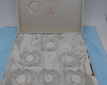 Set of SIX Spiegelau Bell 'Arte Collection Crystal Glass Napkin Rings New in Box, Spiegelau Crystal Napkin Rings, Made in Germany