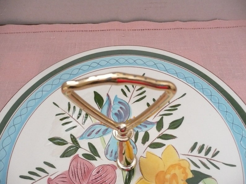 Stangl Pottery Country Garden Pastry Server Coffee Cake Dish Tidbit Tray Tea Sandwich Platter Cookie Plate image 5