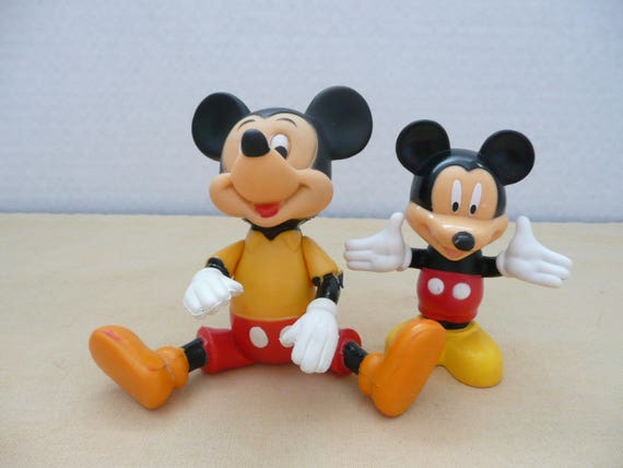 TWO Plastic Jointed Mickey Mouse Toy, Made in Hong Kong