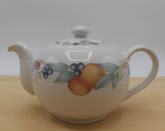 Corning Pattern "Abundance" Porcelain 5 Cup Teapot, Corelle Fruit Patterned Porcelain Teapot