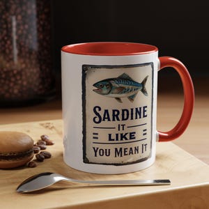 Sardine Coffee Mug, Funny Tea Cup for Fish Lovers, Quirky Ceramic Mug, Novelty Drinkware, Unique Kitchen Decor, Ocean themed Mug