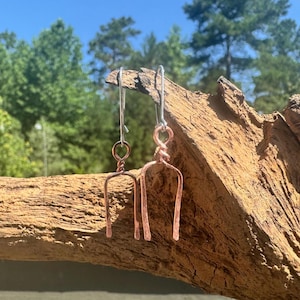 Double Twist Copper Dangle Earrings – Sterling Silver Hooks