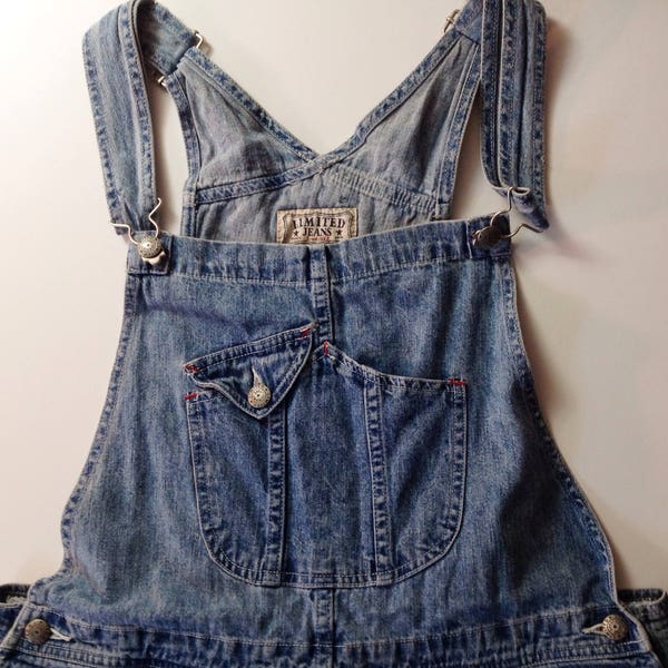 Size Large, Denim Overalls, shorts overalls, shortalls  vtg short overalls, woman's overalls, vintage overalls