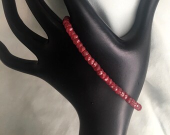 Delicate Ruby Stacking Bracelet - Dainty Gemstone Jewelry Gift for Her Dainty Beaded Bracelet Jewelry Gemstone Bracelet Gift for Her