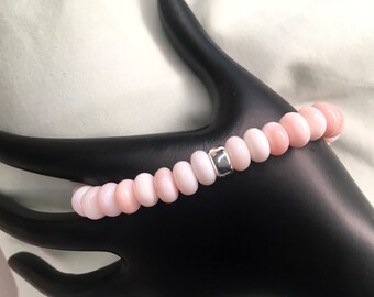 Bracelet de perles d'opale rose, bijoux en pierre véritable pour elle, bracelet de perles d'opale ombrée, bracelet femme, bracelet d'opale rose, cadeau rose pour elle