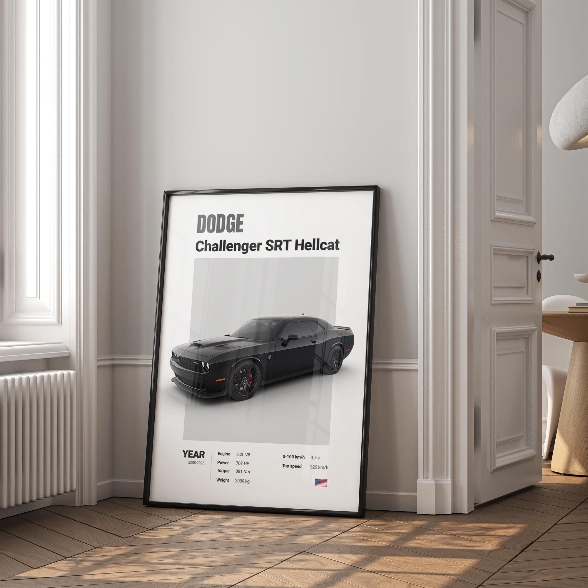 Poster Su Tela JIYUN Con Dodge Srt Hellcat Widebody - Stampa Artistica Moderna 60x90 Cm Con Supercar Americana Per Arredo Camera Da Letto, Salotto O Garage