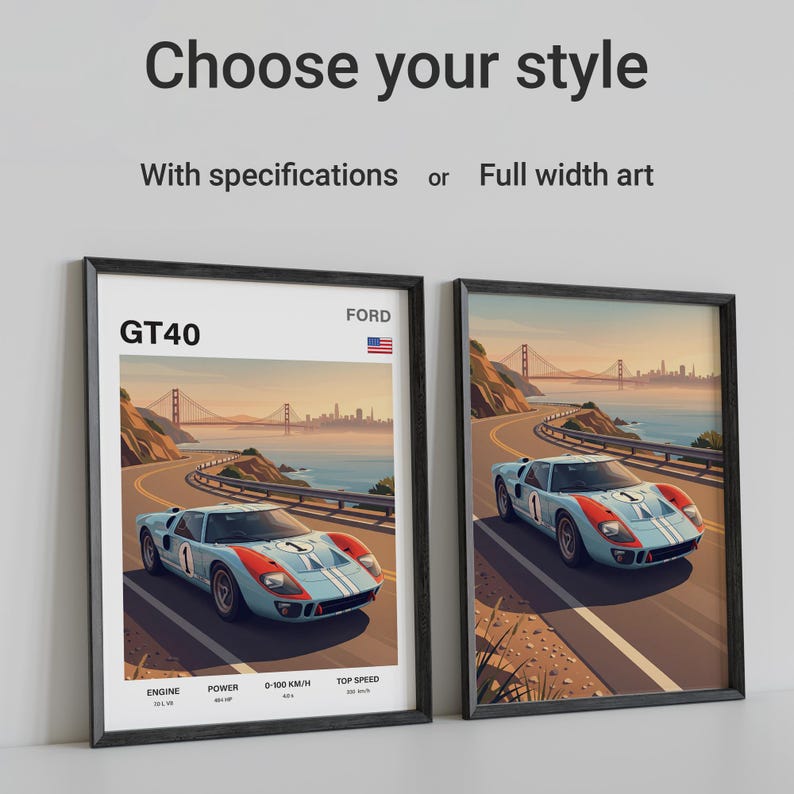 Ford GT40 1966 Poster Classic Sports Car | Automotive Wall Art - Etsy