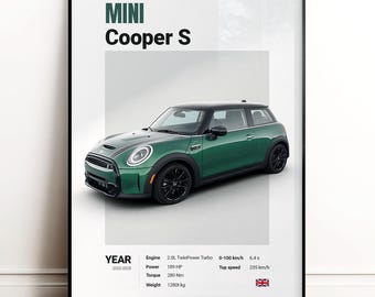 Mini Cooper S poster | Wall decor | car poster | auto lover art | Picture Decoration