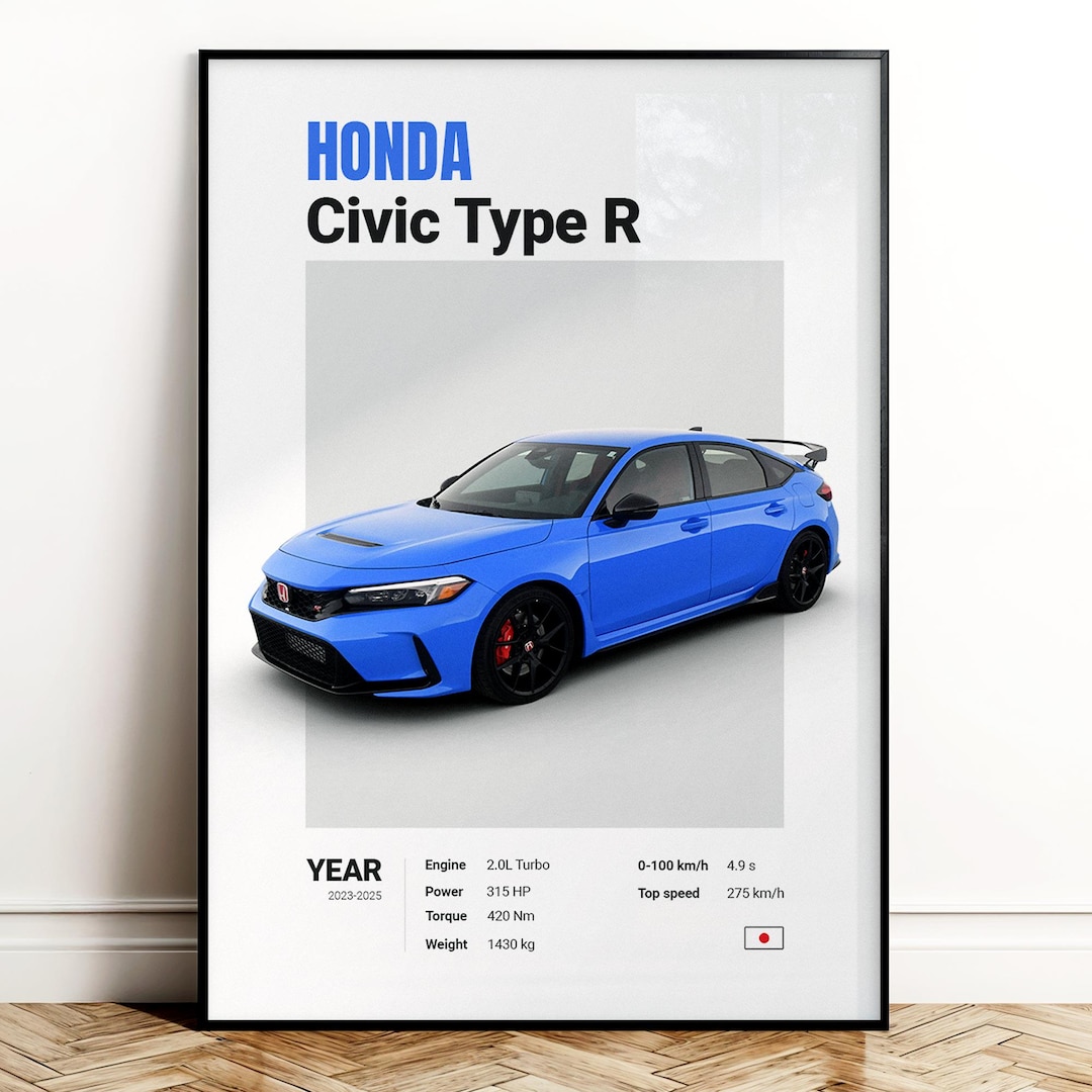 Honda Civic Type R Hatchback Poster | Wall Decor | Car Poster | Auto ...