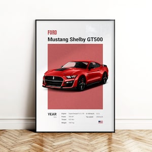 Ford Mustang Shelby GT500 poster | Wall decor | car poster | auto lover art | Picture Decoration