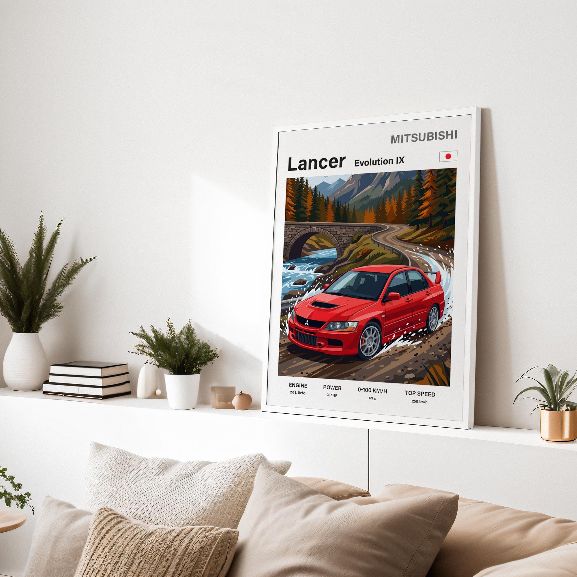 Lancer Rally Poster Mitsubishi Lancer Evolution IX Poster Japanese Sport Car | Wall Decor ...