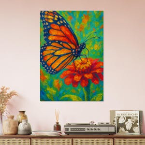 Stampa su tela con farfalle vivaci - Stampa di fiori colorati - Decorazione perfetta per la casa