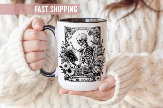 The Reader Tarot Card Book Mug Reading Gift Her Him Gothic Coffee Cup