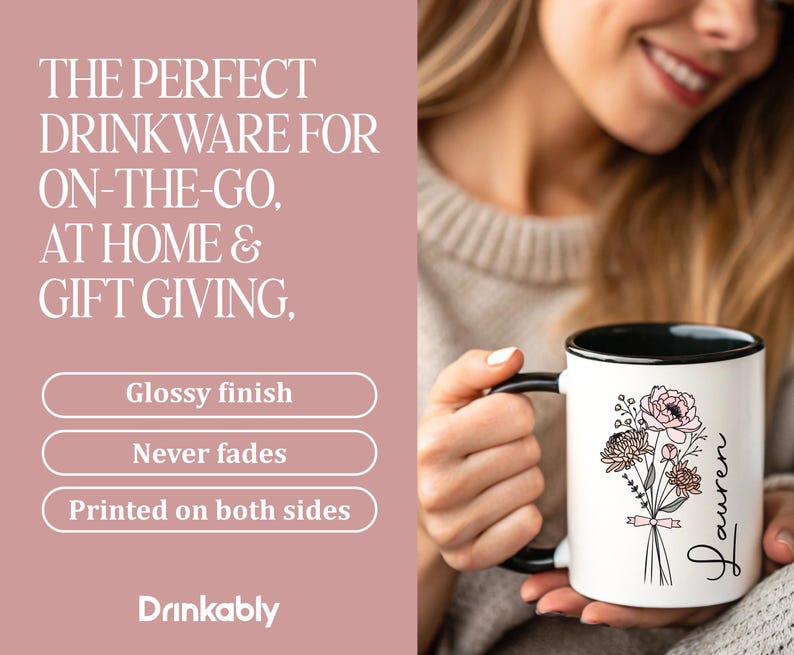 Birth Flower Mug - Custom Name Mug Cup - Personalised Gifts For Women & Girls - Birthday Gift For Her - Gift For Mum - Gift For Daughter bild 4