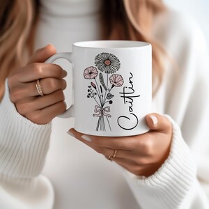 Birth Flower Mug - Custom Name Mug Cup - Personalised Gifts For Women & Girls - Birthday Gift For Her - Gift For Mum - Gift For Daughter bild 5