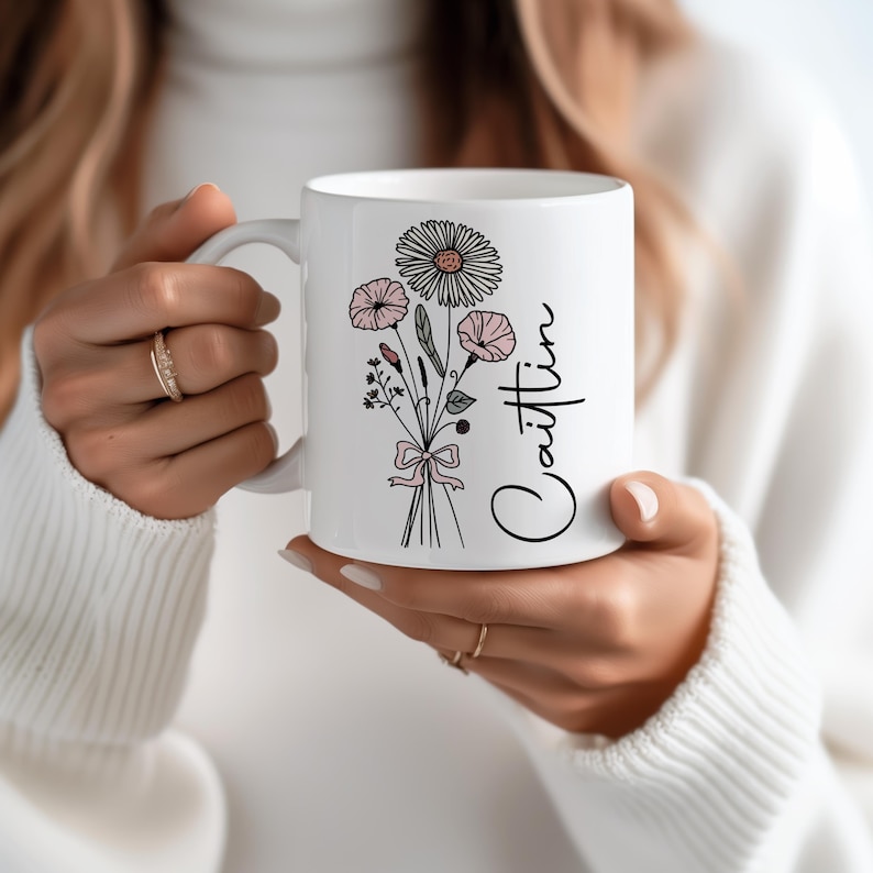 Birth Flower Mug - Custom Name Mug Cup - Personalised Gifts For Women & Girls - Birthday Gift For Her - Gift For Mum - Gift For Daughter bild 5