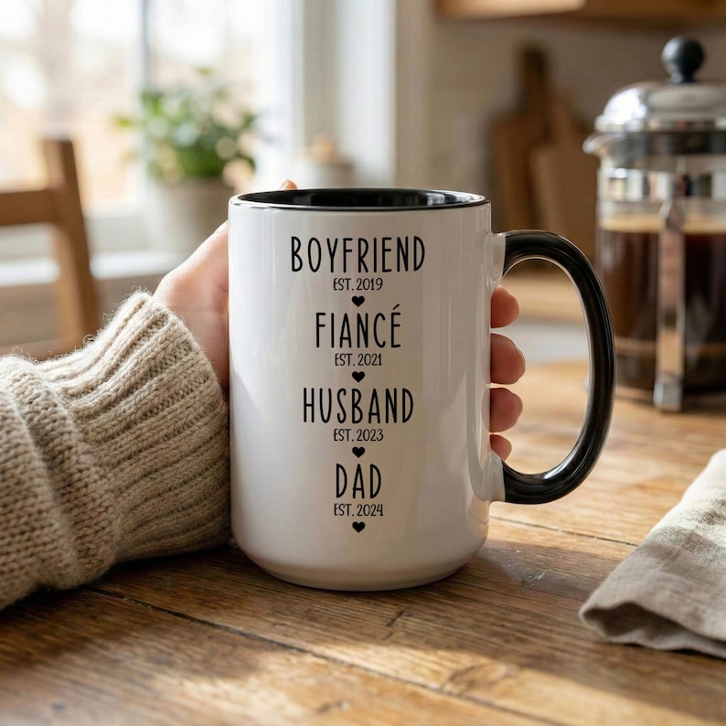 First Time Dad Gift From Wife - Gifts For New Dad - Boyfriend Fiance Husband Dad Mug Personalised - Pregnancy Announcement New Dad Gift bild 1