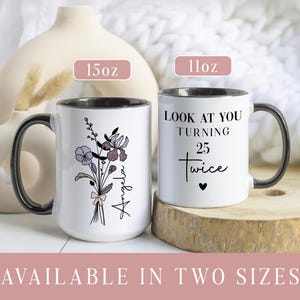 50th Birthday Mug 50 Gifts Personalised Birth Flower Coffee Cup Fifty Gift Women image 5