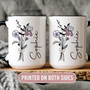 Birth Flower Mug - Custom Name Mug Cup - Personalised Gifts For Women & Girls - Birthday Gift For Her - Gift For Mum - Gift For Daughter bild 2