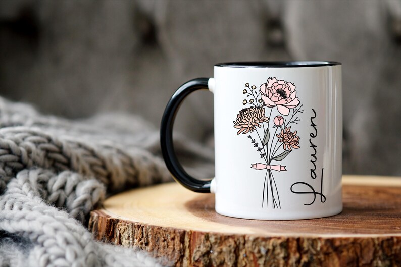 Birth Flower Mug - Custom Name Mug Cup - Personalised Gifts For Women & Girls - Birthday Gift For Her - Gift For Mum - Gift For Daughter bild 6