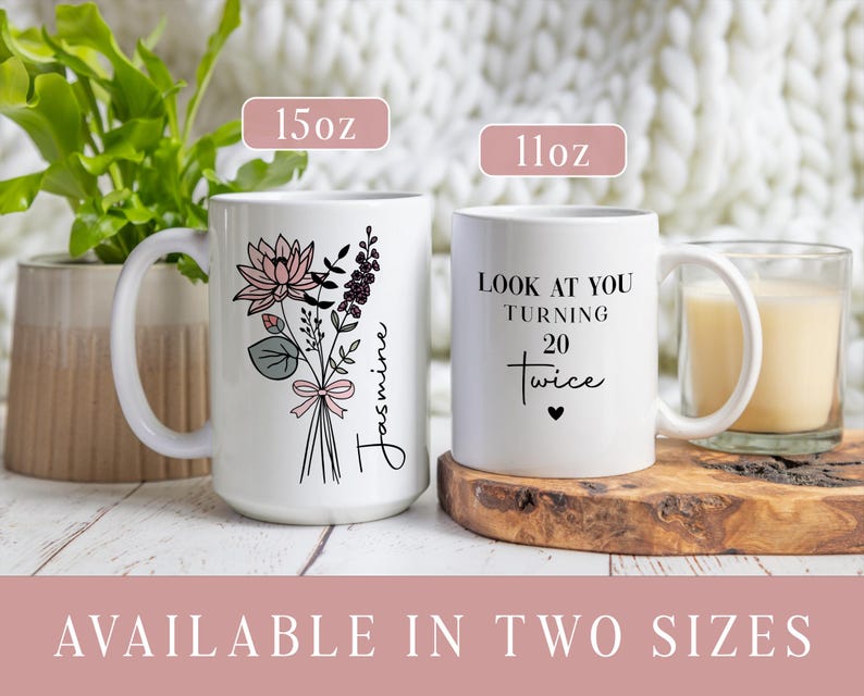 May include: A white ceramic mug with a black handle and the text "But First, Coffee" in a black, bold font. The mug is sitting on a wooden surface. The mug is approximately 4 inches tall.