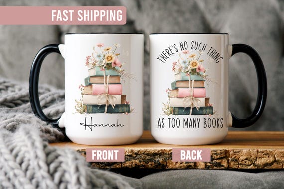 Personalised Wildflower Reading Mug - Custom Book Lover Gift