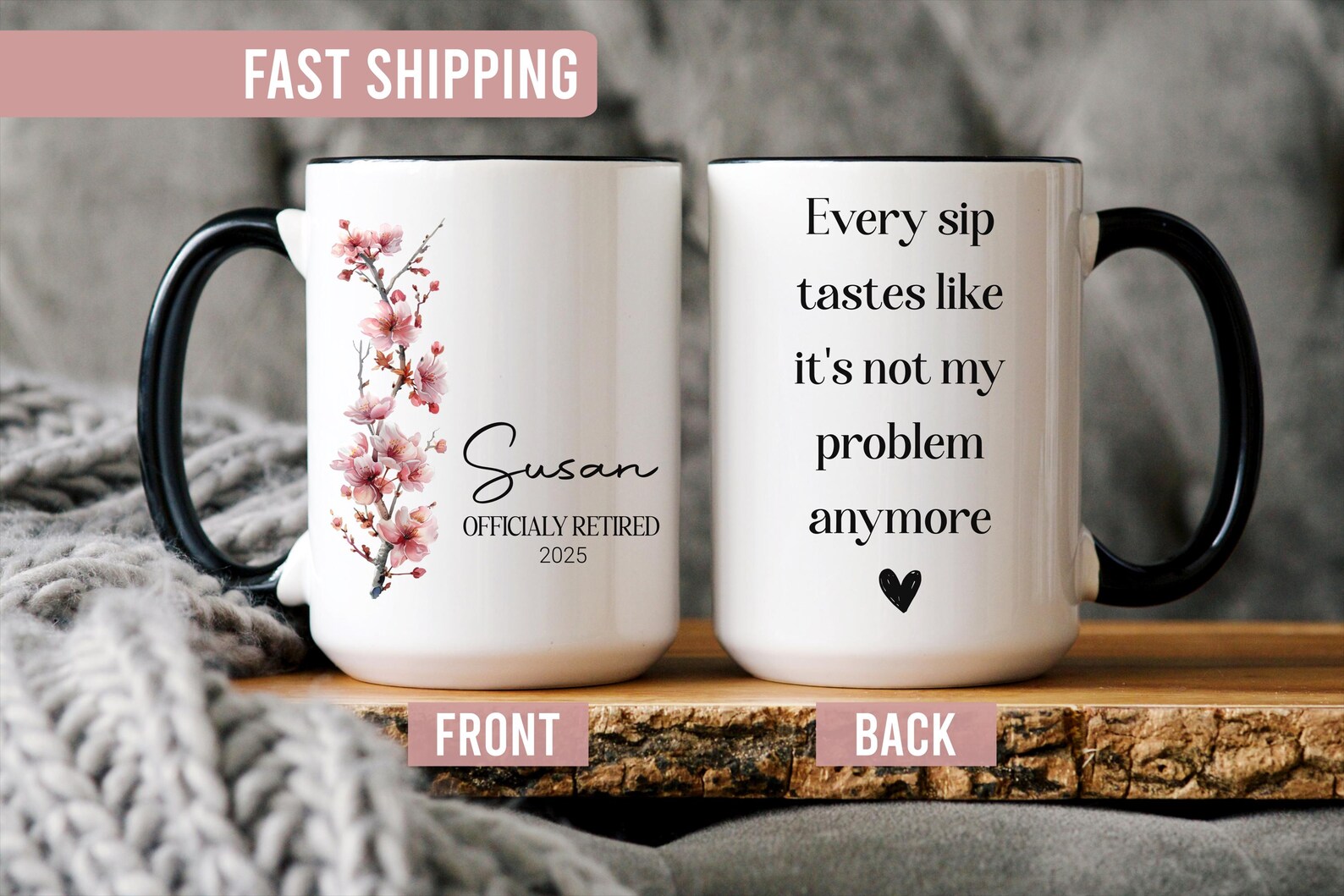 Retirement Mug - Personalised Retirement Gifts For Women - Retired Mug - Custom Happy Retirement Gift - Retired Gifts For Her Coworker Boss