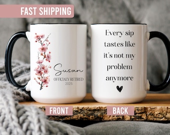 Retirement Mug - Personalised Retirement Gifts For Women - Retired Mug - Custom Happy Retirement Gift - Retired Gifts For Her Coworker Boss