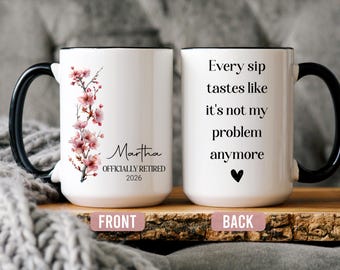Retirement Mug - Personalised Retirement Gifts For Women - Retired Mug - Custom Happy Retirement Gift - Retired Gifts For Her Coworker Boss