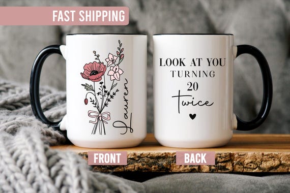 40th Birthday Gift For Women - 40th Birthday Mug Personalised - Custom 40th Birthday Gift For Her - 40 Year Old Birthday Gifts - 40th Gifts