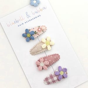Baby Toddler Set Of Four Floral Hair Clips, First Mini Hair Slides
