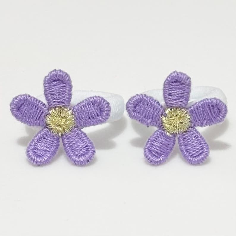 Baby Toddler Set Of Two Mini Flower Hair Bobbles, Soft Small Hairbands, Newborn Baby Shower image 6