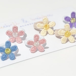 Baby Toddler Set Of Two Mini Flower Hair Bobbles, Soft Small Hairbands, Newborn Baby Shower image 1