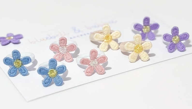 Baby Toddler Set Of Two Mini Flower Hair Bobbles, Soft Small Hairbands, Newborn Baby Shower image 1