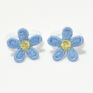 Baby Toddler Set Of Two Mini Flower Hair Bobbles, Soft Small Hairbands, Newborn Baby Shower image 3