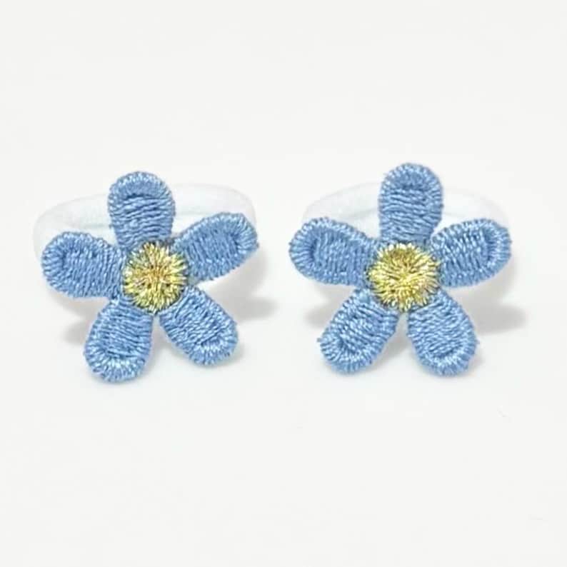 Baby Toddler Set Of Two Mini Flower Hair Bobbles, Soft Small Hairbands, Newborn Baby Shower image 3