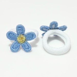 Baby Toddler Set Of Two Mini Flower Hair Bobbles, Soft Small Hairbands, Newborn Baby Shower image 8
