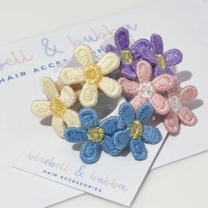 Baby Toddler Set Of Two Mini Flower Hair Bobbles, Soft Small Hairbands, Newborn Baby Shower image 2