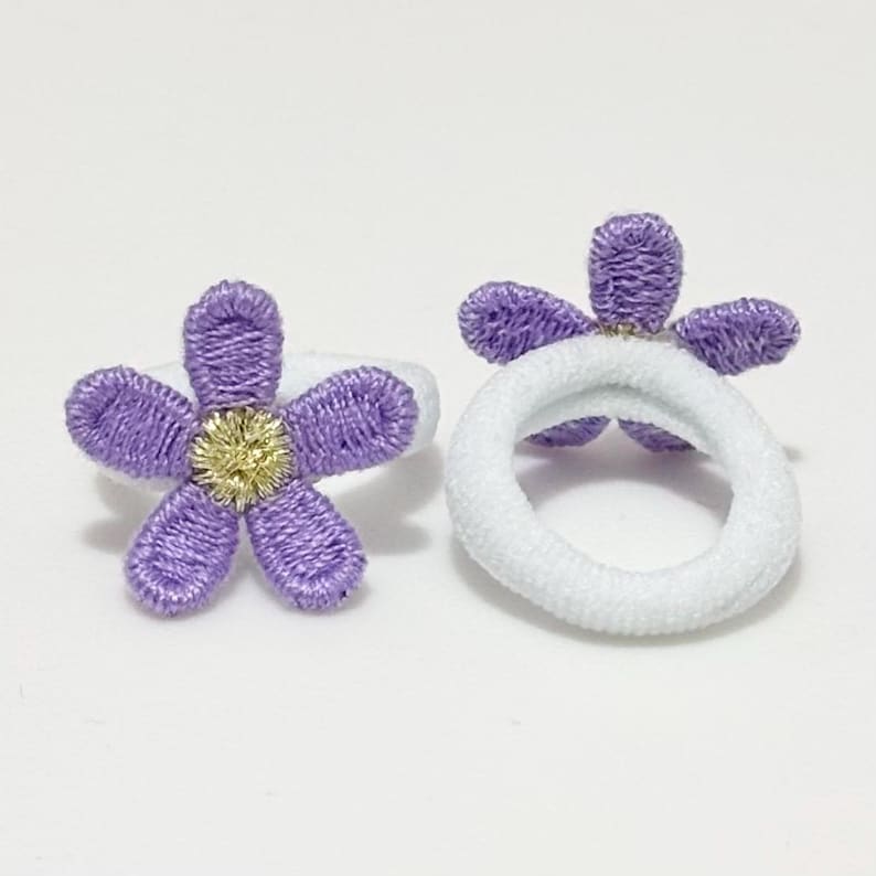 Baby Toddler Set Of Two Mini Flower Hair Bobbles, Soft Small Hairbands, Newborn Baby Shower image 7