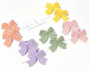 Baby Toddler Set Of Two Bow Hair Ties, Soft Mini Bands