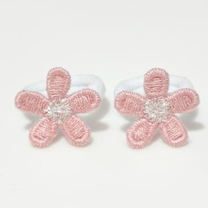 Baby Toddler Set Of Two Mini Flower Hair Bobbles, Soft Small Hairbands, Newborn Baby Shower image 4