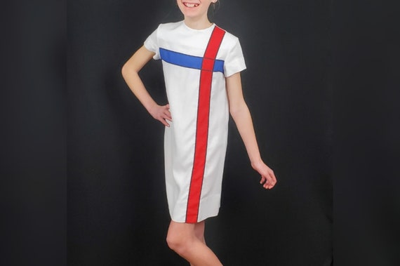 1960s Preteen Mondrian-esque Color-Blocked Summer Shift • About Girls' Size 12