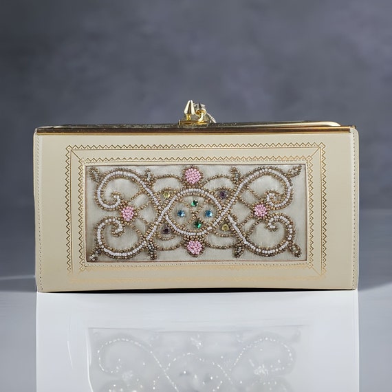 1950s/60s Jeweled Wallet Swirly Girly Pearly Beads u0026 Multicolored Rhinestone  Gems BEAU BRUMMEL Unused in Box - Etsy