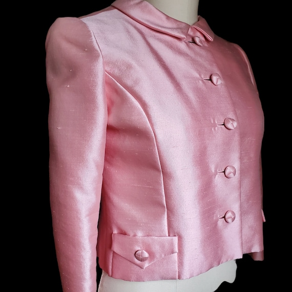 1968 Perfectly Pink Jackie Jacket • ARKIN IMPORTS • Silk/Wool Shantung • Size L