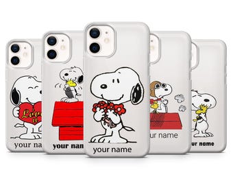 Funda transparente para teléfono Snoopy Woodstock - Funda minimalista personalizada para iPhone, Samsung, Pixel